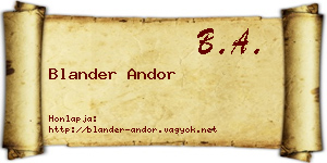 Blander Andor névjegykártya